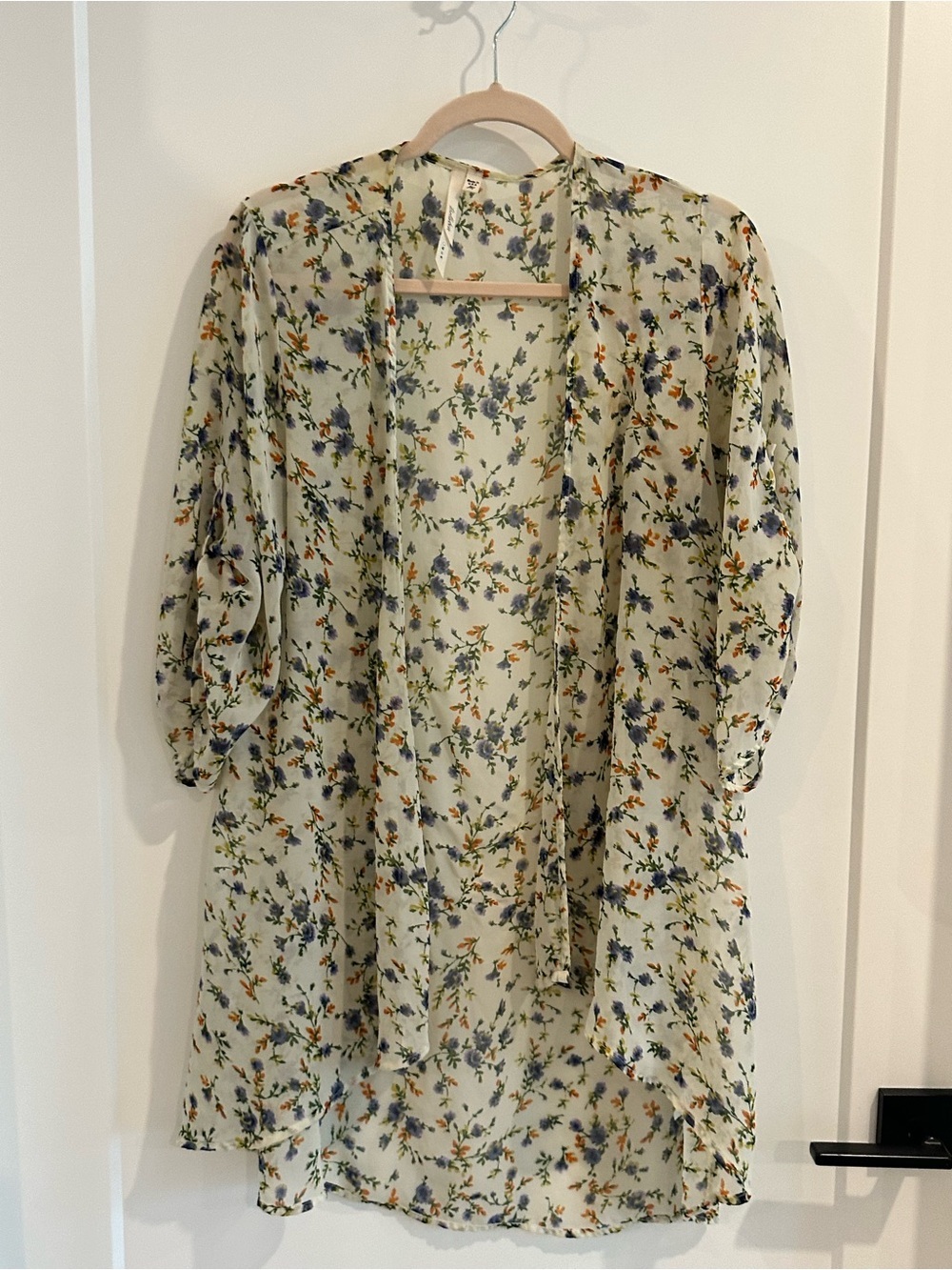 Bellatrix Cream Floral Swim Coverup with Blue and Orange Bouquet Print